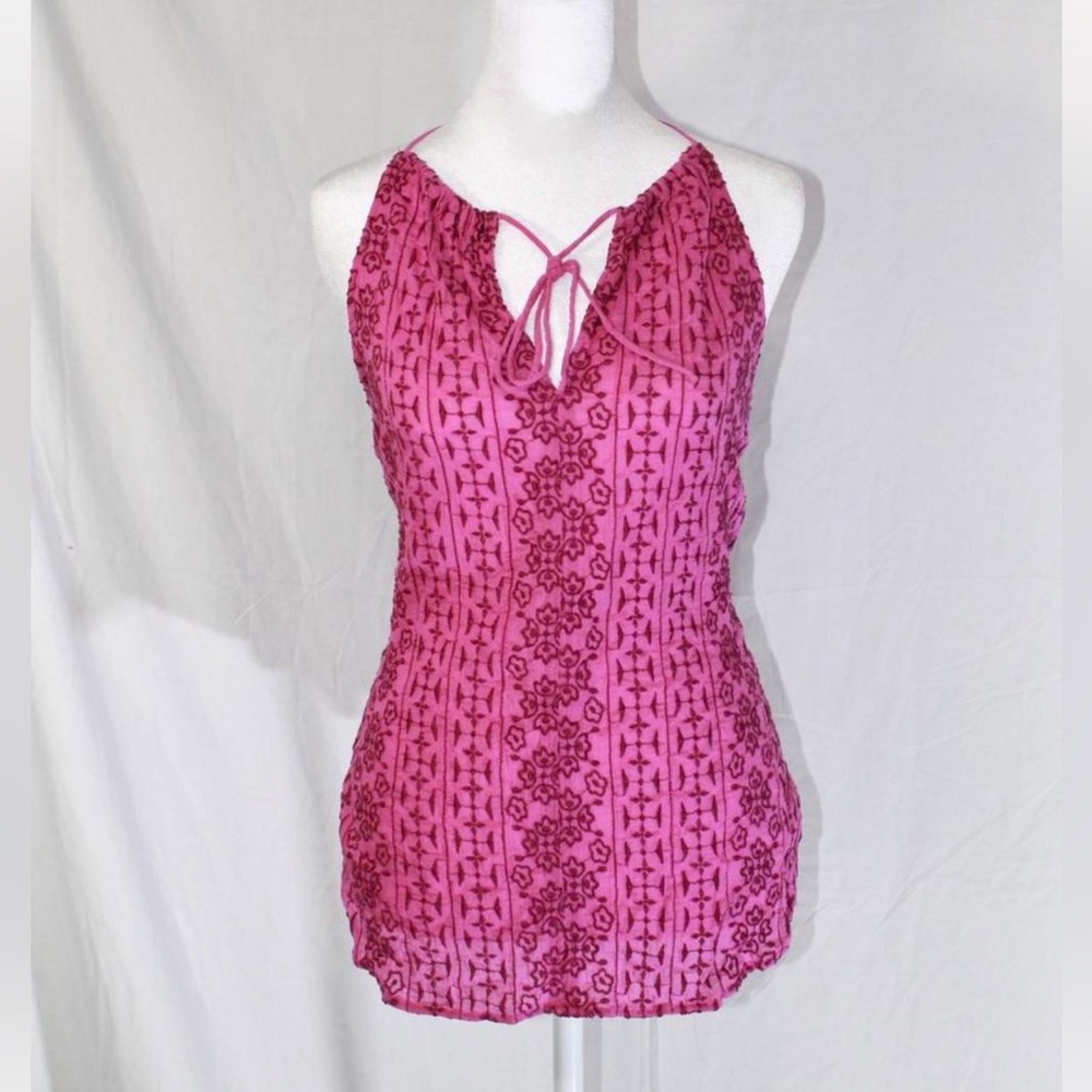LOFT Fuchsia Pink Printed Halter Camisole